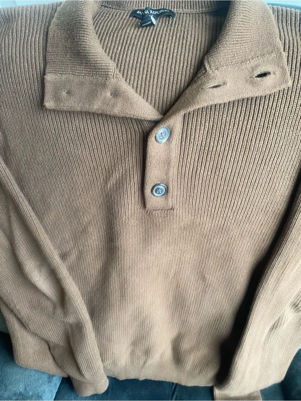 Banana Republic Men's V-Neck Shawl Collar Sweater - Brown